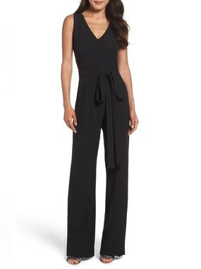 Vince Camuto Wide Leg Tie Front V-Neck Jumpsuit
